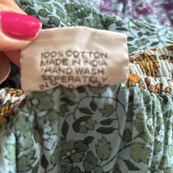 Floral Peasant Tiered Flare Skirt OS Drawstring Waist Floral Pattern Cotton - Picture 6 of 6